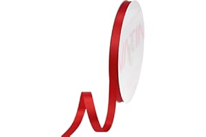 VATIN 10mm Double Faced Red Polyester Satin Ribbon - 45 Metre for Gift Wrapping Ornaments Party Favor Braids Baby Shower Decoration Floral Arrangement Craft Supplies