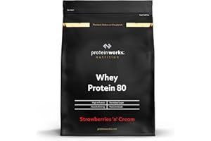 ‎THE PROTEIN WORKS Protein Works Whey 80 Protein Pulver (Konzentrat) | Erdbeer-Sahne | Premium Eiweißpulver | Proteinreich & Wenig Zucker | 2kg