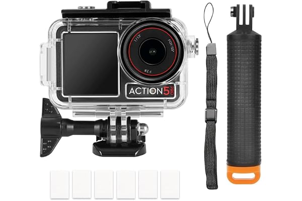 YHTSPORT Kit Accessoire Plongée Osmo Action, Boîtier Etanche pour DJI Osmo Action 5 Pro/Action 4/Action 3, Boîtier Plongée+Mont Thumbscrew + Poignée Flottante Etanche + 6 Insert Anti-buée
