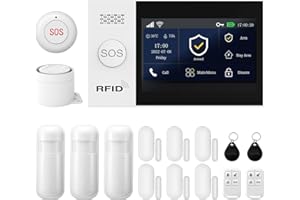 PGST Allarme casa Senza fili 4G GSM,Sistema di Sicurezza WiFi con Schermo Fulltouch Wireless da 4,3" Funziona con Alexa e Google per casa, con sirena sensore porta finestra sicurezza per casa, ufficio