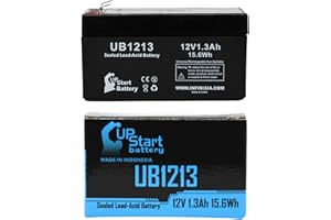 UPSTART BATTERY Replacement for Werker WKA12-1.3F Battery - Compatible UB1213 Universal Sealed Lead Acid Battery (12V 1.3Ah 1300mAh F1 Terminal AGM SLA) - Includes TWO F1 to F2 Terminal Adapters