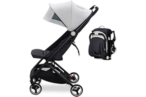 BALOVEBY Leichter Kinderwagen für Babys, mit 5-Punkt-Gurt, Rückenlehne & Verdeck, verstellbare Räder, Buggy mit mehreren Positionen, einhändig faltbar, für Neugeborene, kann im Flugzeug mitgenommen