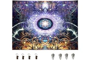 Tapisserie, Tapisserie Murale Mandala, Tapisserie Méditation, Tapisserie Mandala Colorée, Tenture Murale Yoga Mandala, avec Kit d'Installation, pour Chambre à Coucher Salon Dortoir, Studio Room Decor