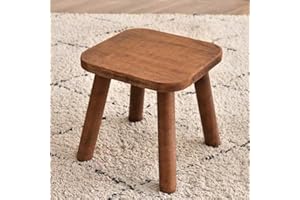 ANCKNE Natural Solid Wood Step Stool for Adults Sturdy Square Stool Multi-Use Foot Stool for Bathroom, Kitchen, Bedroom Easy Tool-Free Assembly, Holds 300lbs