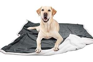 Pawsse Coperta in pile per cani, lavabile, morbida, calda, soffice, peluche, Sherpa, Coperte per cani, cuccioli, gatto, doppio spessore, 152 x 127 cm