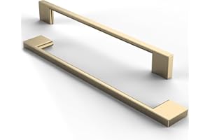 FURNIWARE Lot de 10 poignées de meubles, d'armoire, de cuisine, dorées, espacement entre les trous : 192 mm, laiton doré et acier inoxydable brossé