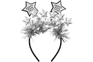Pejlnd Happy New Year Hair Bands for Women,New Years Eve Party Headband Glitter Sequins Star Headband Mens Hair Band Hair Accessories for Women
