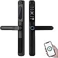 MAKINGTEC Smart Door Lock, 6-in-1 Door Handle with Remote WiFi Weatherproof, Fingerprint Keyless Security Entry Door Lock, Electronic Deadbolt, Smartphone Access, Smart Door Handle for Home Apartment