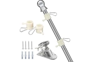 Harrms Flag Pole 5FT, Flag Pole Kit with bracket for UK Flag, Heavy Duty Flag Poles for garden outdoors roof walls Yard