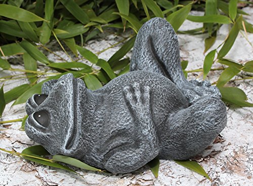 Steinfigur Frosch liegend – Schiefergrau, Garten, Deko, Stein, Figur, Frostsicher - 3