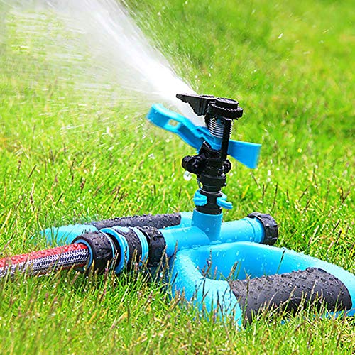 Preisvergleich Produktbild BULY Rasensprenger Garten Sprinkler mit Auswirkungssprinkler, Automatische 360 Grad Rotierende, Einstellbarer Winkel und Abstand für Garten Rasen Bewässerung