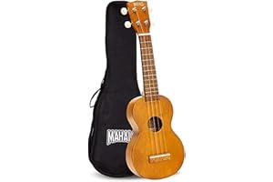 Mahalo Kahiko Soprano Ukulele for Beginners, Quality Musical String Instrument with Geared Machine Head & Instrument Case, Small Ukulele for Kids & Adults, Transparent Brown