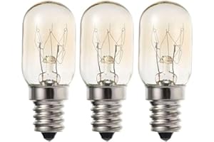 Sunnylinn 15W E14 Fridge Bulb 240V, Pygmy Freezer Light Bulbs SES Sewing Machine Bulbs Small Edison Screw Warm White 2700K 15W E14 Salt Lamp Bulb Screw in 360 Degree (3-Pack).