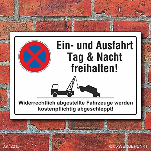[2215] Schild Parkverbot, Halteverbot, Ein- und Ausfahrt freihalten, 3 mm Alu-Verbund (300 x 200 mm)