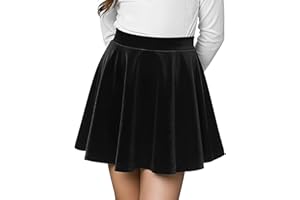 Spring&Gege Samt Skater Rock für Mädchen, Basic Solid Stretch Rock Knielang Schuluniform Minirock Mädchen Kleider Winter Outwear