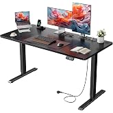 HLFURNIEU Electric Lift Desk with Sockets 120 x 60 cm, Black | Lift-Up Desk Table with USB Ports, Height Adjustable Table wit
