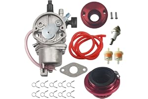 JRL PZ13 Carburateur Kit de mise à niveau du filtre à air en aluminium avec adaptateur PZ13 pour 2 temps pour 47cc 49cc Mini ATV Quad Dirt Pocket Bike (Rouge)