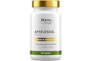 ‎NAROVITAL Apfelessig Komplex Kapseln hochdosiert - 1500 mg Apfelessig pro Tagesportion - 180 vegane Kapseln - Apple cider vinegar Stoffwechsel¹