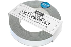 WoodPress® 15mm Matt White Melamine Edging, Pre-Glued Veneer Tape – 7.5m Roll - Iron-On for Easy DIY Application – Will Cover the Edge of a Standard MDF Panel