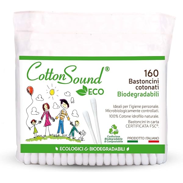 600 Cotton Fioc In Bambù E Cotone Biologico, Biodegradabili Ed Ecologici, Doppia Punta