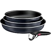 Tefal Ingenio Enjoy - Juego de 3 Sartenes 22/24/28 cm + Mango extraíble, Apto inducción, antiadherentes, revestimiento titani