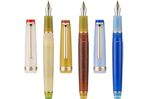 Lanxivi Jinhao 82 - Set di 3 penne stilografiche trasparenti miste, colori classici, in acrilico, punta extra fine, finiture dorate, con set convertitore (3JH82MMGMC07)