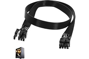 KMUQSHY PCIE Power Cable 8 Pin for Corsair Modular PSU, 8 Pin to 6+2 Pin PCIE Connector for Thermaltake ARESGAME PSUs, Male to Male GPU Connector Compatible with GTX RTX RX Series Graphics Cards, 65cm (Black)