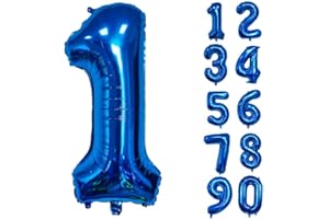 VOLUNX 32 Inch Number Balloons Giant Number Aluminium Foil Helium Balloons for Birthday Party Celebration Decoration New Year Baby Shower Anniversary (Blue, 1)