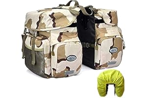 ZTZ Alforjas Bicicleta, Alforjas Bicicleta Impermeable, Canvas Ciclismo Bicicleta Alforja Asiento Trasero Bolsa Portaequipajes, Impermeable, Enrollable, Camuflaje