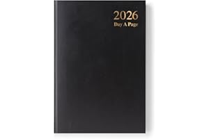 KARRMA LTD. 2026 A4 Day to Page Diary Black with Full Page for Saturday and Sunday Hardback Cover & Ribbon Marker, Year Planner for Business, Office, Home, Traveling, Organization