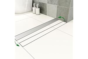 OCEAN ITALY S.R.L. OCEAN ITALY Canalina di Scarico Doccia con Sifone Rotante 360° Antiodore e Filtro per Capelli, Canaletta di Scarico Acciaio Inox 2in1, Scarico Doccia Elegante a Pavimento in Varie Misure (50cm)