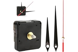 EIAIGKY Kit de Mecanisme Horloge Murale, Mécanisme Horloge Silencieux Quartz axe 16 mm, 55x55x32mm avec Aiguilles pour Réparation d'Horloges Murales, Pièces Rechange Horlogerie Compatible avec Cadrans (12 MM)