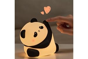 NESVECIT Panda Night Light, Rechargeable 3 Level Dimmable LED Squishy Nursery Nightlight, Food Grade Silicone Animal Night Lamps Cute Bedside Touch Lamp for Breastfeeding Toddler Baby Kids Gifts Decor