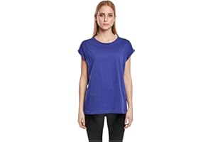 URBAN CLASSICS t-shirt da Donna con Manica Arrotolata, Maglietta a Maniche Corte da Donna in Cotone, Tee Shirt con Scollo Rotondo e Spalle Arrotondate