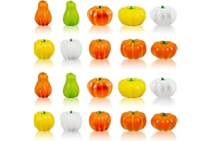 GW Box 20 Pcs Mini Fall Pumpkins, Small Resin Thanksgiving Decor, Autumn Harvest Vase Fillers, Halloween & Thanksgiving Table Scatter for DIY Crafts Home Decorations
