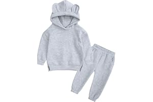 UNOSHENG Chándal niña 152 traje infantil suave algodón cálido cuello redondo manga larga capucha color liso conjunto sudadera conjunto de ropa para niños o niñas 4 5 años