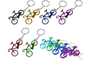 Clyhon Llavero abridor de botellas de cerveza para bicicleta 10 unidades abridor de botellas de aleación de zinc llavero para fiestas bodas bares (color al azar)