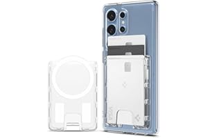 Spigen Ultra Hybrid MagFit Porte-Cartes magnétique 3 Cartes Conçu pour Coque magnétique Compatible avec Samsung Galaxy S25/S25+/S25 Ultra/Edge/Z Fold 7 - Transparent