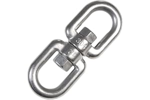 AMANKA Émerillon en acier inox 10x125mm 2 anneaux pivotants en métal inoxydable pour accrocher sièges suspendus max 420kg