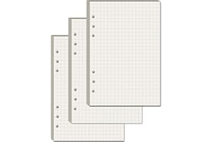 YFLeomry 3 Packungen A5 Papier Kariert 180 Blätter Ringbuch A5 Nachfüllbar 6 Lochung Ringbuch Notizbuch Nachfüllpapier Nachfüllbare für Notizbuch Tagbuch(21x14,5 cm)