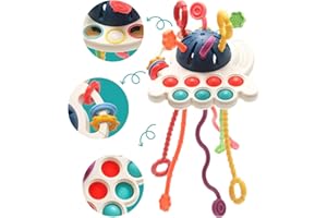 YAANI Giocattolo sensoriale per massaggiagengive per Bambini a Spinta e Estrazione - Giocattolo in Silicone per abilità motorie Fini, Giocattolo per Bambini di 1 Anno, Giocattolo da Viaggio, Regali Bambini