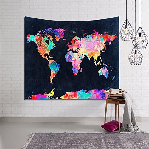 HTKJ Beach Towel Sunscreen Shawl Beautiful Home Decoration Tapestry Background Wall World Map Design,4,200*150Cm