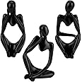 PZJFH Nordic Thinker Statue, 3Pcs Resin Thinker Statue Thinker Figurine Handmade Thinker Ornament, For Office Home Desktop Decoration(Black)