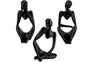 PZJFH Nordic Thinker Statue, 3Pcs Resin Thinker Statue Thinker Figurine Handmade Thinker Ornament, For Office Home Desktop Decoration(Black)