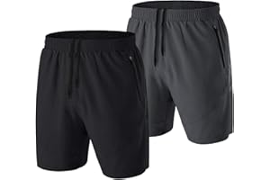 HMIYA Pantalones Cortos Hombre Running Transpirable Shorts Deportivos Secado Rápido Pantalón Correr con Bolsillo con Cremallera