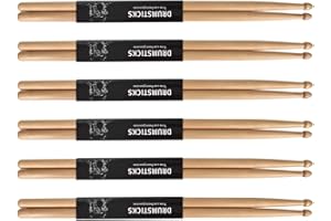 HOMIRTY 6 Paia Bacchette per Batteria, Bacchette per Batteria Classiche in Legno D'acero, Set di bacchette per batteria con punta ovale in legno, per adulti, bambini e principianti (7A)