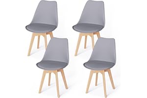 JIJIAN Set di 4 Sedie Per Sala da Pranzo, Sedia in stile nordica, Gambe in Legno Massello, Ideale per Sala da Pranzo, Soggiorno, Camera da Letto, Cucina, Sala Riunione, ecc