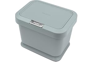 YourCasa compost bin 5L- kitchen food waste caddy - lid opens with push button - countertop small counter trash can - Odour Proof container - indoor recycling composter with non slip base (Mint)