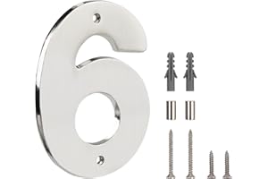 HASWARE Señal de Número de Casa Flotante para el Hogar - 5 Pulgadas Moderno, Numeroso, Instalación DIY Fácil para Poste y Calle (Plata, 6)