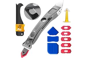 FOLAI Professionale Strumento per Calafataggio 5 in 1,Spatola per Silicone Raschietto Togli Silicone Spatole per Silicone Calafataggio Flex Kit Silicone con Grout Remove per Bagno,Cucina,Pavimento